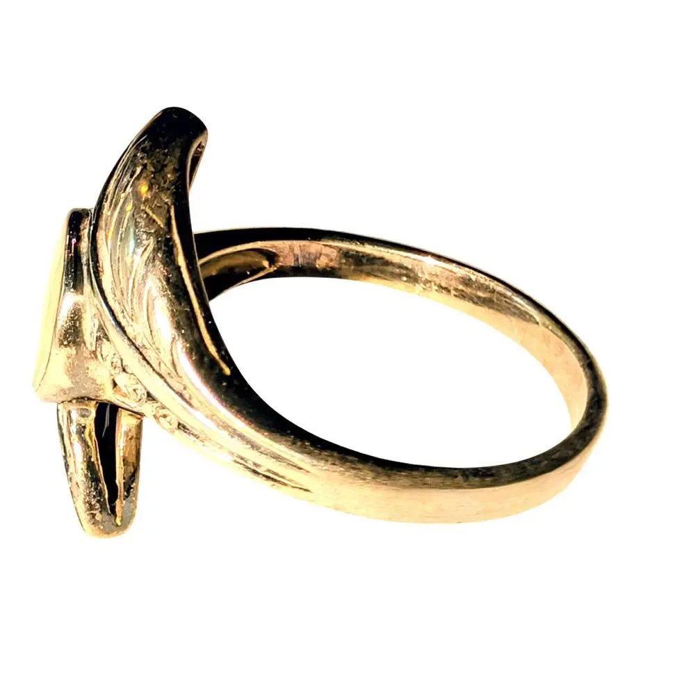 Sterling Silver Mother of Pearl Leaf Pattern Ring Size 9 Thailand